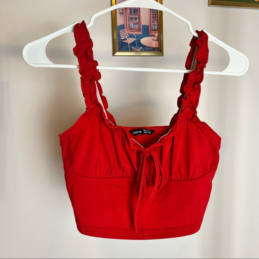 SHEIN Ruched Red Crop Top - Picture 7 of 10